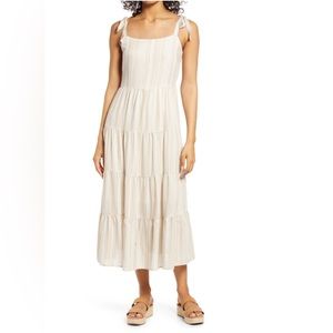EUC Caslon Stripe Tie Shoulder Tiered Sundress size Small